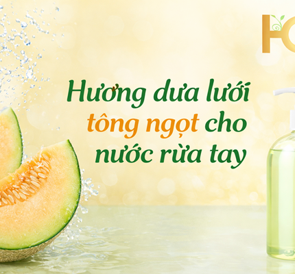 Hương dưa lưới tông ngọt thơm đậm tạo mùi cho nước rửa tay, dòng tẩy rửa